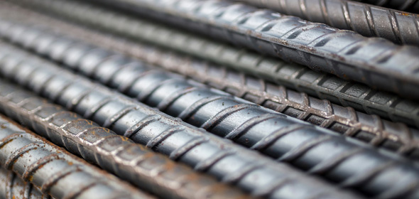 Stacked ribbed steel rebar
