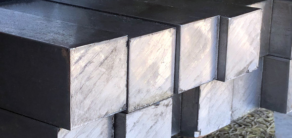 Stacked square steel bars