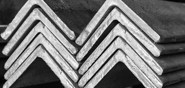 Stacked steel angle irons, also called steel angles